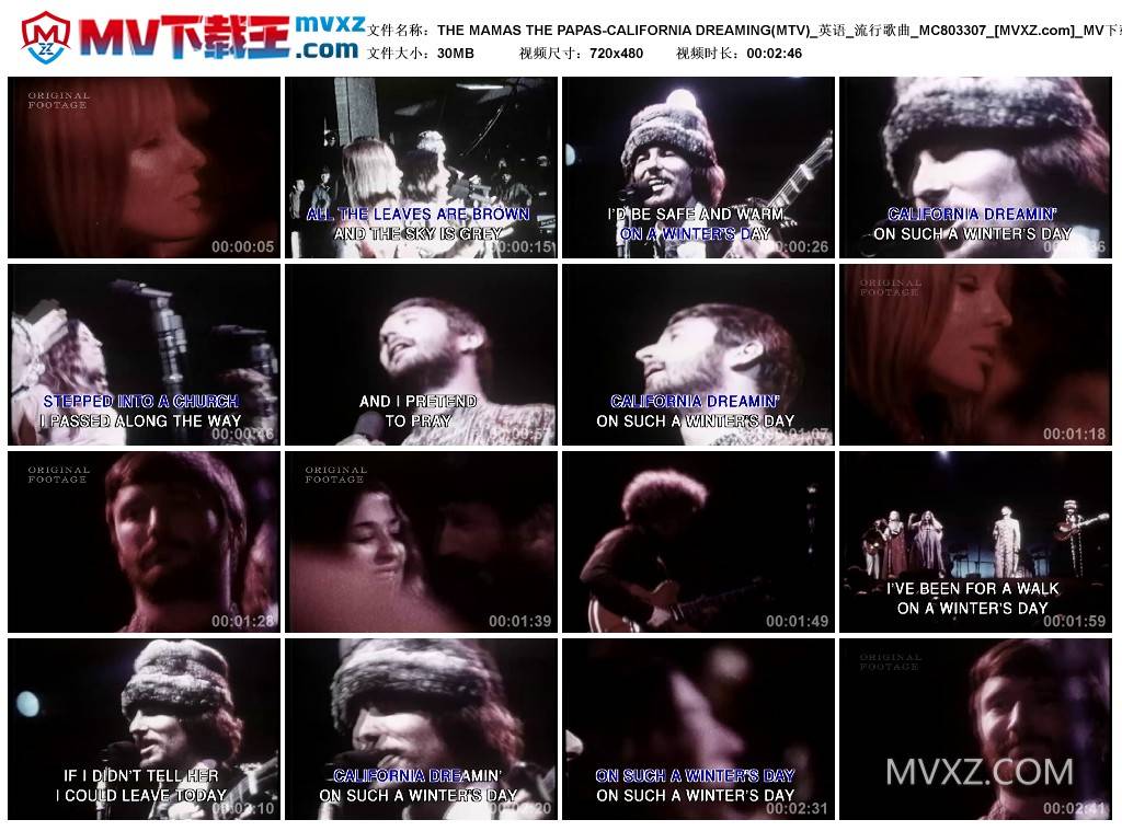 THE MAMAS THE PAPAS-CALIFORNIA DREAMING(MTV)_英语_流行歌曲_MC803307